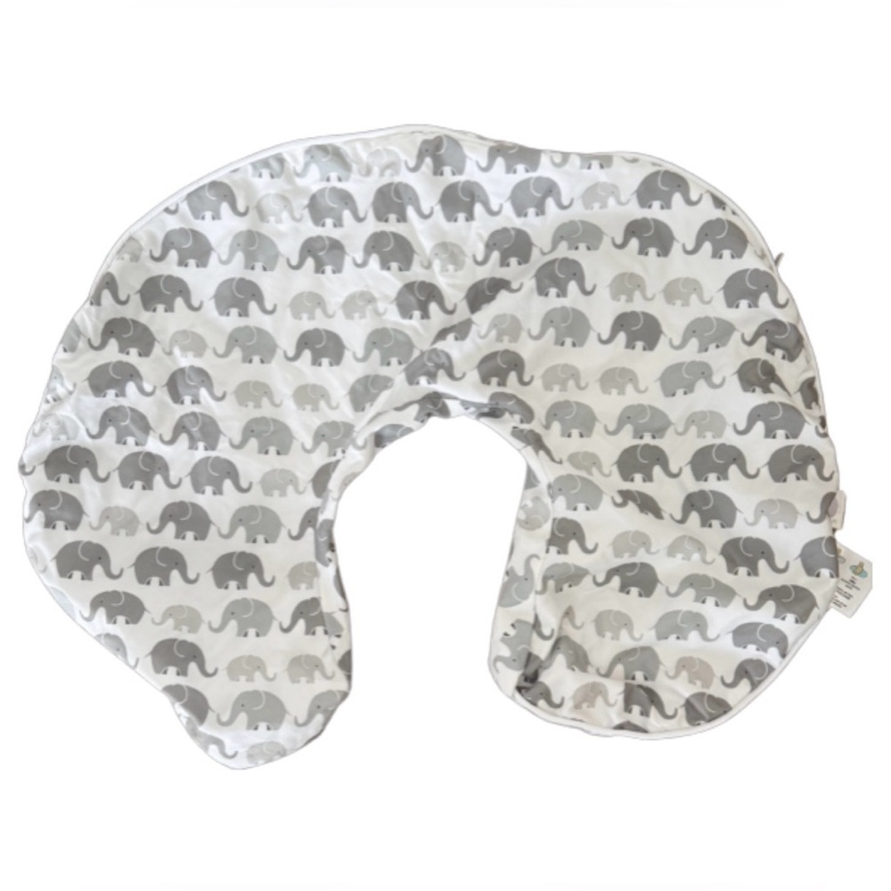 Bobby Nursing Pillow Cover Elephant and Plaid Gray
